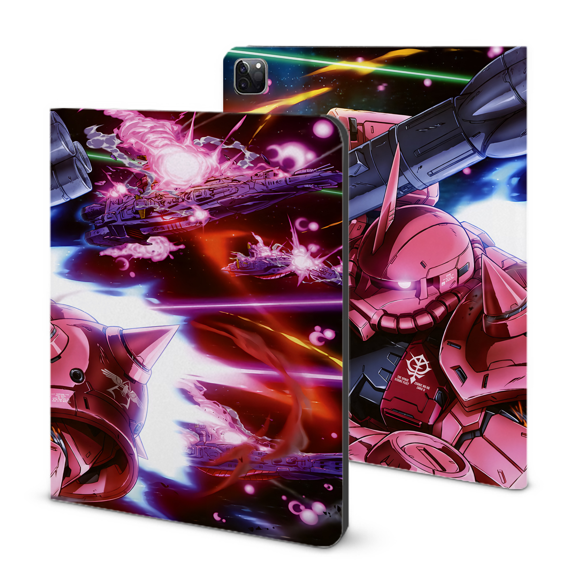 （画像用） 機動戦士ガンダム Mobile Suit Gundam IPad ケース ブック型 PUレザー TPU 耐衝撃 軽量 薄型 ペン収納なし 全面保護 IPad 各モデル対応